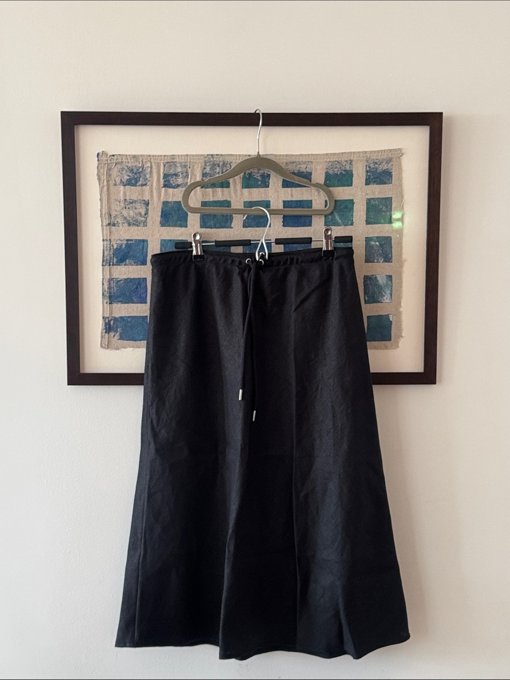 NWT Madewell Drawstring Slip Skirt 100% Linen Black M